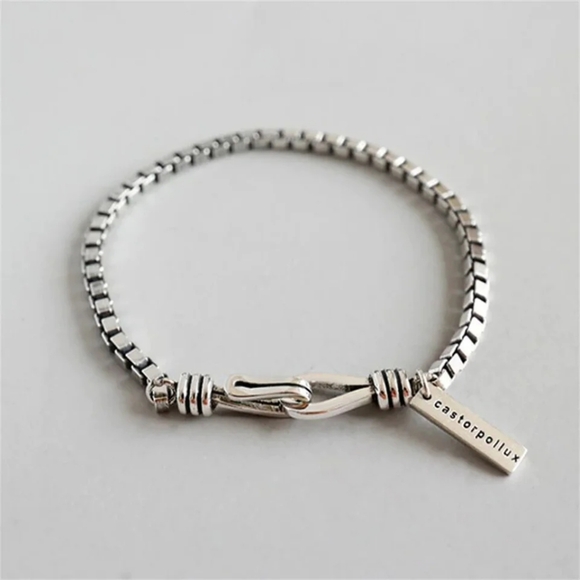 New Small Sterling Silver Box Chain Men's Bracelet - Picture 6 of 8